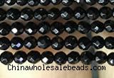 CAA2413 15.5 inches 2mm faceted round black agate beads wholesale