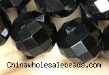 CAA2423 15.5 inches 20mm faceted round black agate beads wholesale