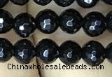 CAA2425 15.5 inches 4mm faceted round black agate beads wholesale