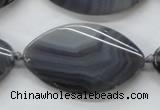 CAA243 15.5 inches 26*43mm twisted marquise grey line agate beads