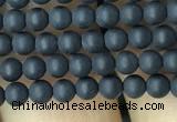 CAA2445 15.5 inches 2mm round matte black agate beads wholesale