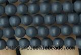 CAA2446 15.5 inches 3mm round matte black agate beads wholesale