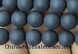 CAA2448 15.5 inches 6mm round matte black agate beads wholesale