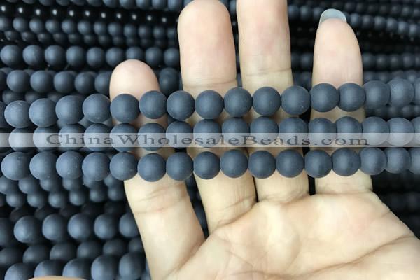CAA2449 15.5 inches 8mm round matte black agate beads wholesale