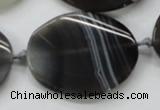 CAA245 15.5 inches 30*40mm twisted oval grey line agate beads