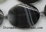 CAA245 15.5 inches 30*40mm twisted oval grey line agate beads
