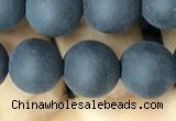 CAA2451 15.5 inches 12mm round matte black agate beads wholesale