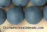 CAA2453 15.5 inches 16mm round matte black agate beads wholesale