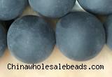 CAA2455 15.5 inches 20mm round matte black agate beads wholesale