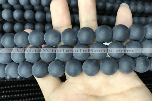 CAA2455 15.5 inches 20mm round matte black agate beads wholesale