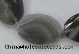 CAA247 15.5 inches 22*32mm faceted oval grey line agate beads