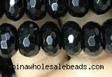 CAA2471 15.5 inches 6*10mm faceted rondelle black agate beads