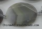 CAA248 15.5 inches 30*40mm faceted oval grey line agate beads