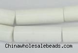 CAA25 15.5 inches 10*30mm cylinder white agate gemstone beads