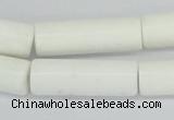 CAA25 15.5 inches 10*30mm cylinder white agate gemstone beads