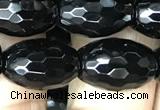 CAA2502 15.5 inches 10*14mm faceted rice black agate beads wholesale