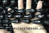 CAA2521 15.5 inches 15*30mm faceted teardrop black agate beads