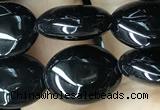 CAA2536 15.5 inches 8*10mm oval black agate beads wholesale