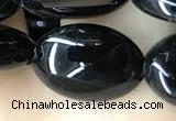 CAA2539 15.5 inches 12*16mm oval black agate beads wholesale