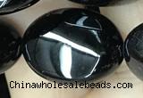 CAA2541 15.5 inches 15*20mm oval black agate beads wholesale