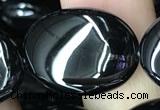 CAA2542 15.5 inches 18*25mm oval black agate beads wholesale