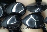 CAA2546 15.5 inches 8*12mm flat teardrop black agate beads wholesale