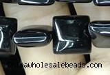 CAA2554 15.5 inches 8*8mm square black agate beads wholesale