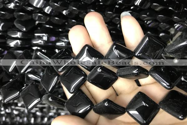 CAA2574 15.5 inches 12*12mm diamond black agate beads wholesale