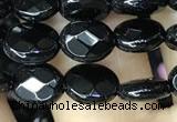CAA2590 15.5 inches 8*10mm faceted oval black agate beads wholesale