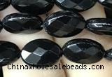 CAA2591 15.5 inches 8*12mm faceted oval black agate beads wholesale