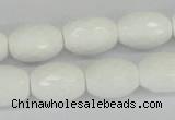 CAA26 15.5 inches 12*16mm faceted rice white agate gemstone beads