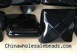 CAA2612 15.5 inches 18*18mm faceted square black agate beads