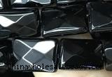 CAA2618 15.5 inches 8*12mm faceted rectangle black agate beads wholesale