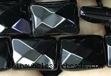CAA2619 15.5 inches 10*14mm faceted rectangle black agate beads