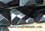 CAA2622 15.5 inches 15*20mm faceted rectangle black agate beads