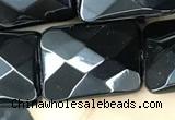 CAA2623 15.5 inches 18*25mm faceted rectangle black agate beads