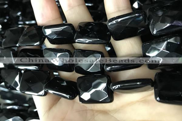 CAA2624 15.5 inches 22*30mm faceted rectangle black agate beads