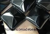 CAA2628 15.5 inches 12*12mm faceted diamond black agate beads