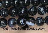 CAA2635 15.5 inches 4mm round banded black agate beads wholesale