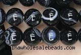 CAA2636 15.5 inches 6mm round banded black agate beads wholesale