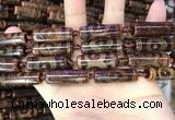 CAA2665 15.5 inches 8*28mm - 10*31mm tube tibetan agate dzi beads