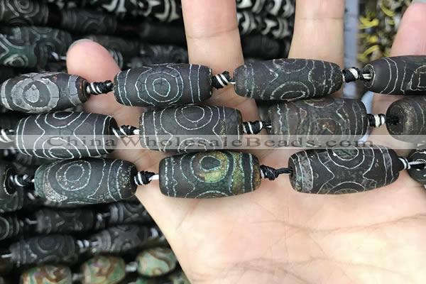 CAA2673 15.5 inches 12*30mm - 14*30mm rice tibetan agate dzi beads