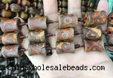 CAA2684 15.5 inches 14*19mm - 15*20mm bone tibetan agate dzi beads