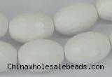 CAA27 15.5 inches 15*20mm faceted rice white agate gemstone beads