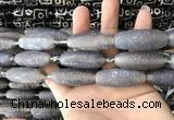 CAA2713 15.5 inches 14*38mm - 16*43mm rice tibetan agate dzi beads