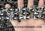 CAA2731 15.5 inches 10*25mm - 11*25mm rice tibetan agate dzi beads