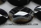CAA275 15.5 inches 18*25mm faceted oval black line agate beads