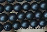 CAA2759 15.5 inches 2mm round matte black agate beads wholesale