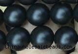 CAA2763 15.5 inches 8mm round matte black agate beads wholesale