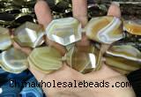 CAA2770 25*32mm - 27*35mm faceted freeform line agate beads